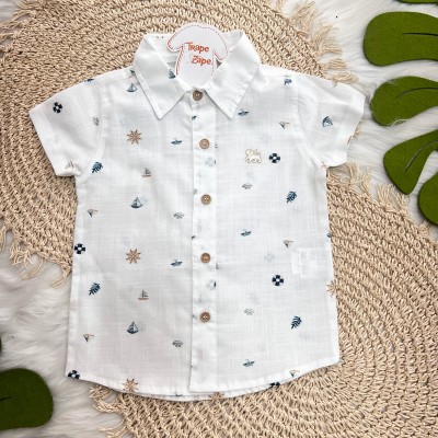 Conj Camisa Nautica e Short de Linho